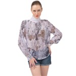 Cracked Marble Symphony Pattern Design High Neck Long Sleeve Chiffon Top