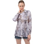 Cracked Marble Symphony Pattern Design Long Sleeve Satin Shirt