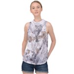 Cracked Marble Symphony Pattern Design High Neck Satin Top