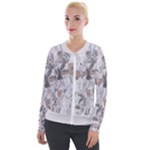 Cracked Marble Symphony Pattern Design Velvet Zip Up Jacket