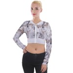 Cracked Marble Symphony Pattern Design Long Sleeve Cropped Velvet Jacket