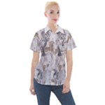 Cracked Marble Symphony Pattern Design Women s Short Sleeve Pocket Shirt