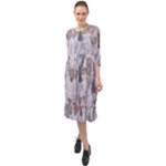 Cracked Marble Symphony Pattern Design Ruffle End Midi Chiffon Dress