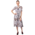 Cracked Marble Symphony Pattern Design Keyhole Neckline Chiffon Dress