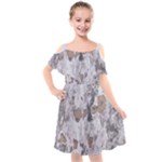 Cracked Marble Symphony Pattern Design Kids  Cut Out Shoulders Chiffon Dress