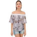 Cracked Marble Symphony Pattern Design Off Shoulder Short Sleeve Top