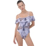 Cracked Marble Symphony Pattern Design Frill Detail One Piece Swimsuit