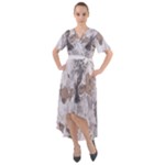 Cracked Marble Symphony Pattern Design Front Wrap High Low Dress