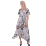 Cracked Marble Symphony Pattern Design Cross Front Sharkbite Hem Maxi Dress