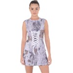 Cracked Marble Symphony Pattern Design Lace Up Front Bodycon Dress