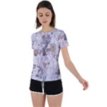 Cracked Marble Symphony Pattern Design Back Circle Cutout Sports T-Shirt