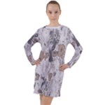 Cracked Marble Symphony Pattern Design Long Sleeve Hoodie Dress