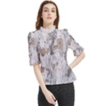 Cracked Marble Symphony Pattern Design Frill Neck Blouse