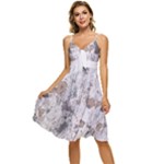 Cracked Marble Symphony Pattern Design Sleeveless Tie Front Chiffon Dress