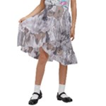 Cracked Marble Symphony Pattern Design Kids  Ruffle Flared Wrap Midi Skirt