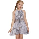 Cracked Marble Symphony Pattern Design Kids  Halter Collar Waist Tie Chiffon Dress