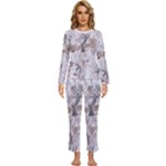 Cracked Marble Symphony Pattern Design Womens  Long Sleeve Lightweight Pajamas Set