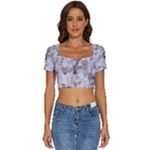 Cracked Marble Symphony Pattern Design Short Sleeve Square Neckline Crop Top 