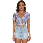 Cracked Marble Symphony Pattern Design V-Neck Crop Top