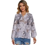 Cracked Marble Symphony Pattern Design Women s Long Sleeve Button Up Shirt