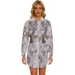 Cracked Marble Symphony Pattern Design Womens Long Sleeve Shirt Dress