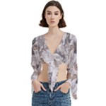 Cracked Marble Symphony Pattern Design Trumpet Sleeve Cropped Top