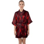 muster rot schwarz Half Sleeve Satin Kimono 