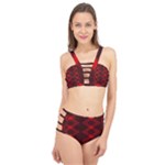 pattern black red Cage Up Bikini Set