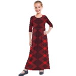 pattern black red Kids  Quarter Sleeve Maxi Dress