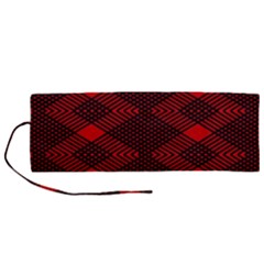 pattern black red Roll Up Canvas Pencil Holder (M) from ArtsNow.com