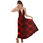 pattern black red Backless Maxi Beach Dress