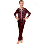 pattern black red Kids  Satin Long Sleeve Pajamas Set