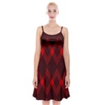 pattern red black, Spaghetti Strap Velvet Dress