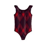 pattern red black, Kids  Frill Swimsuit