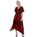 pattern red black, Cross Front Sharkbite Hem Maxi Dress