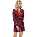 pattern red black, Long Sleeve Satin Robe