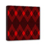 pattern, red, black,  Mini Canvas 6  x 6  (Stretched)