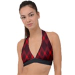 pattern, red, black,  Halter Plunge Bikini Top