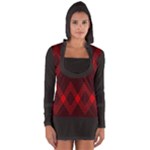 pattern, red, black,  Long Sleeve Hooded T-shirt