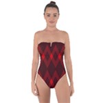 pattern, red, black,  Tie Back One Piece Swimsuit