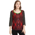 pattern, red, black,  Chiffon Quarter Sleeve Blouse