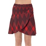 pattern, red, black,  Wrap Front Skirt