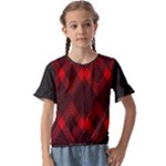 pattern, red, black,  Kids  Cuff Sleeve Scrunch Bottom T-Shirt