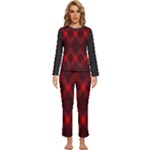 pattern, red, black,  Womens  Long Sleeve Lightweight Pajamas Set