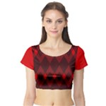 Muster rot rot schwarz Short Sleeve Crop Top