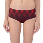 Muster rot rot schwarz Mid-Waist Bikini Bottoms