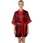 Muster rot rot schwarz Half Sleeve Satin Kimono 