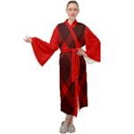 Muster rot rot schwarz Maxi Velvet Kimono