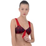 Muster rot rot schwarz Front Tie Bikini Top