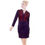 pattern rot schwarz Button Long Sleeve Dress